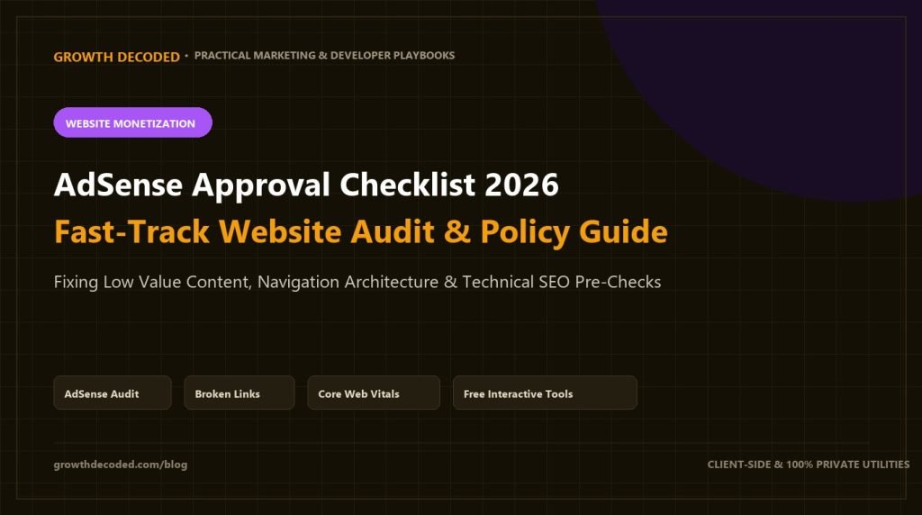 AdSense Approval Checklist 2026 Guide Cover Graphic