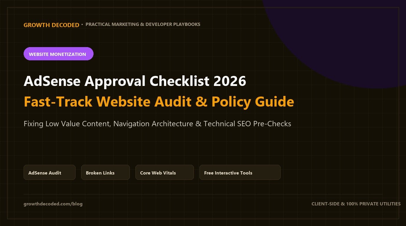 AdSense Approval Checklist (2026): The Fast-Track Website Audit & Policy Guide